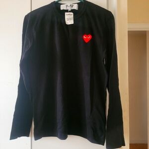 Comme Des Garcons Play Cotton Heart Long Sleeve Shirt for Kids
